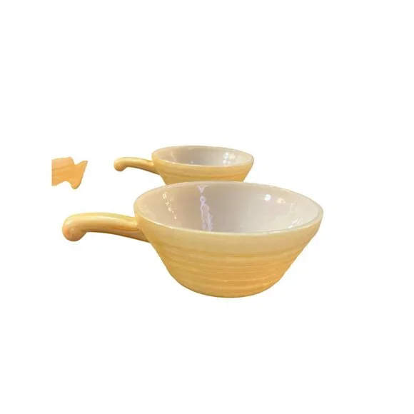 Vintage Fire King Peach Lustre Beehive Soup Bowls 4pc Used - Picture 5 of 9